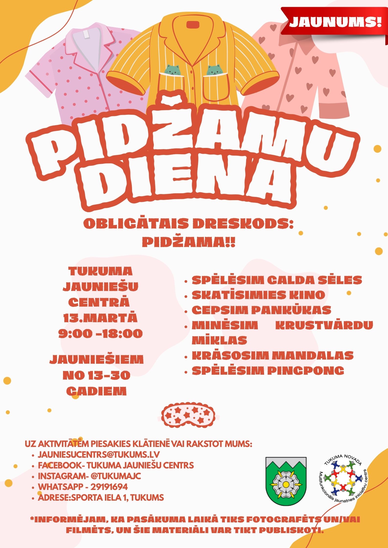 Pink and Yellow Illustrative Pajama Party Flyer Plakāts 1
