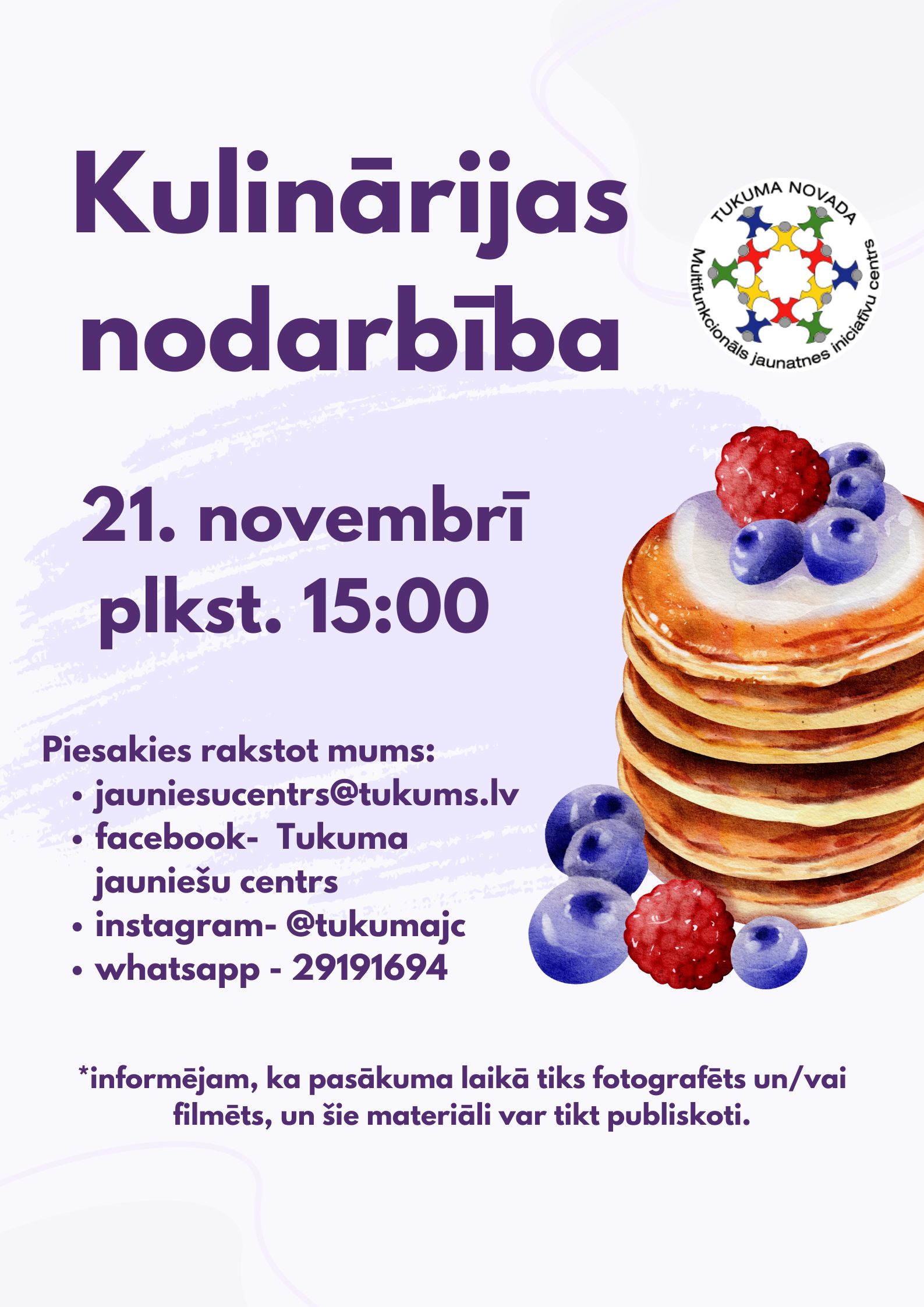 Purple Minimalist Pancakes Day Instagram Story Plakāts